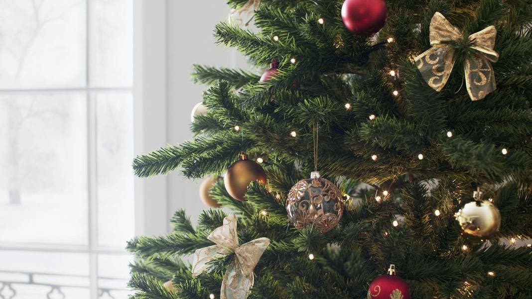 Christmas ornaments on tree royalty free image 1568393564